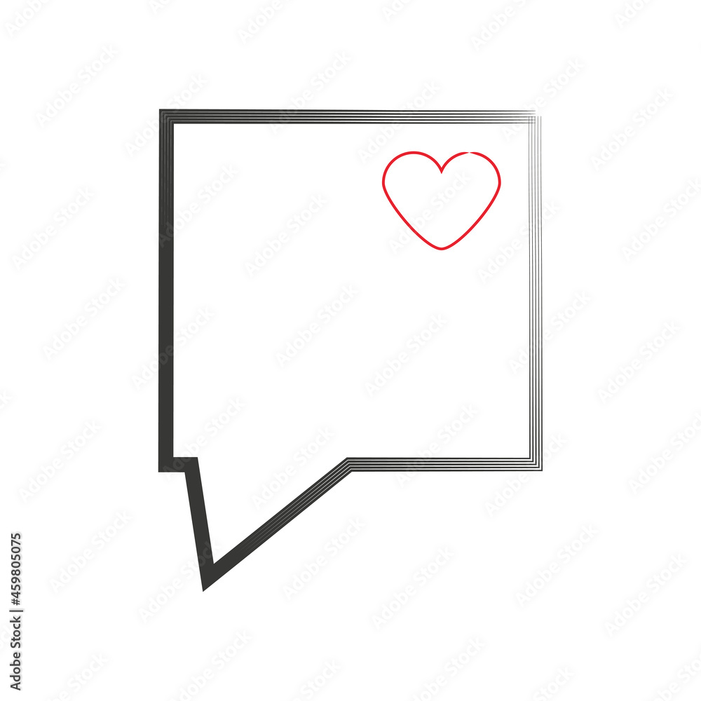 Aufkleber rectangle art speech dialogue. red heart icon. communication background. message sign. vector illust