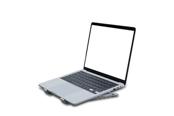 Laptop computer or notebook with blank screen isolated on white background.
