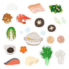 Slats personalizados para cozinha com sua foto かわいい絵本タッチの美味しいお鍋とたくさんの具