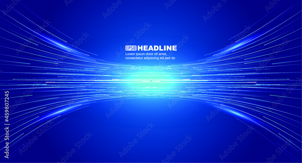 Poster intersection of opposite luminescent lines collision speed force sense technology background