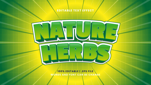 Nature herbs editable text effect in modern 3d style