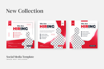 Set of we are hiring job position. for flyer or social media post template