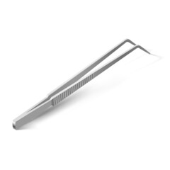 Basic Dental Instrument - Tweezers. Item of Medical Equipment for Teeth Dental Care. Dental Hygiene and Healthcare Concept on White Background