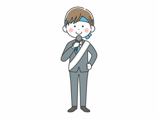 街頭演説する男性の立候補者