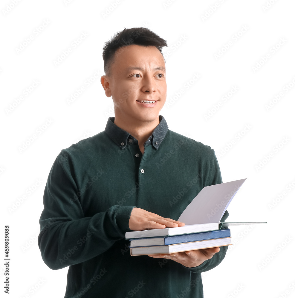 Poster Portrait of Asian teacher on white background