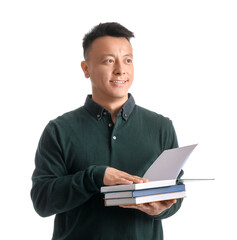 Portrait of Asian teacher on white background
