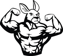 athletic body kangaroo logo illustration