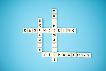Crossword puzzles showing STEM, acronym for Science, Engineering, Technology, Mathematics....