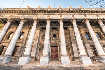 Old Parliament House building facade in Adelaide, viewed from North Terrace, South Australia