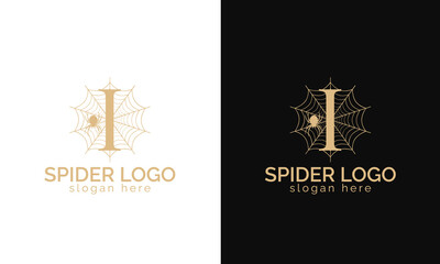 Spider web Alphabet I  Logo design template
