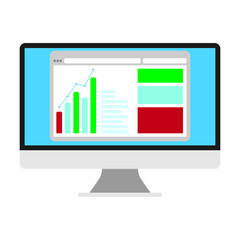 monitor and bar chart data
