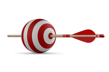 Arrow and target on white background. Isolated 3D illustration