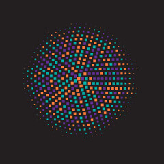 Black Abstract Dots. Colorful Halftone Modern. Vector Shape. Texture Shape. Dot Dots. Gradient Art. Effect Retro. Illustration Gradient Backdrop.