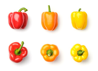 Collection of peppers isolated on white background