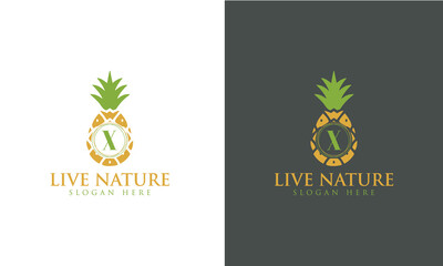 Pineapple Icon minimalist letter X logo design vector.
