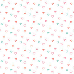 Seamless Pattern with Pastel Heart Design on White Background