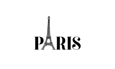 Paris word and Eiffel tower Vector logo design