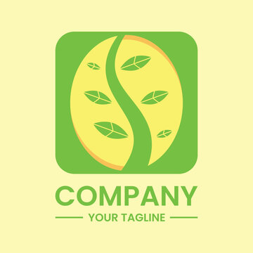 coffee plant square logo concept. fresh, flat, combination, creative, modern and simple style. suitable for logo, icon, symbol and sign. such as nature, food and drink logo
