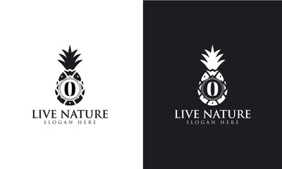 Pineapple Icon minimalist letter O logo design vector.
