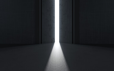 Open the door, success and hope, 3d rendering.