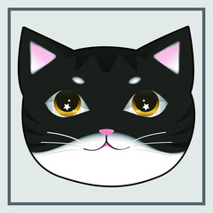 Black and White tabby Cat Avatar with star in eyes