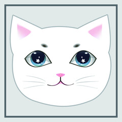 Obraz premium The White Cat Avatar with star in eyes
