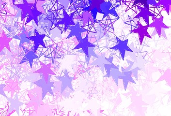 Light Pink, Blue vector background with colored stars.