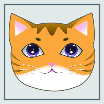 Yellow tabby Cat Avatar with star in eyes