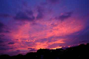 幻想的に輝く夕暮れ時
