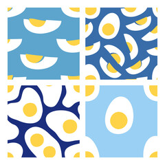 Hand drawn seamless pattern with eggs. Vector artistic drawing food. Flat illustration breakfast