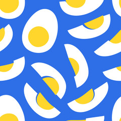 Hand drawn seamless pattern with eggs. Vector artistic drawing food. Flat illustration breakfast