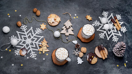 Fototapeta premium Christmas table setting with sweet treats.