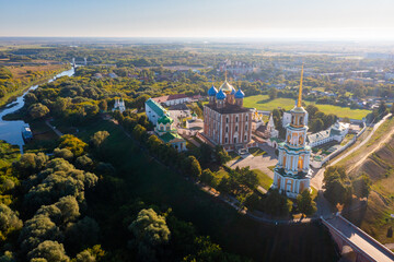Aerial view of Assumption Cathedral (Uspensky Sobor) in Ryazan, Russia.