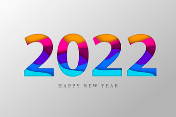 Happy new year 2022 elegant card in paper style for your seasonal holidays banners. Flyers, greetings, invitations