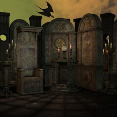 3d illustration of an fantasy background with a mystical atmosphere 