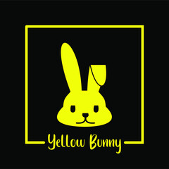 Bend ear of yellow bunny logo with black background