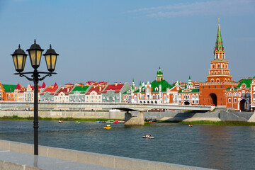 Obraz premium View of Brugge Embankment and river Malaya Kokshaga in Yoshkar-Ola, Russia.