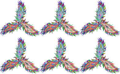 Pano with raster colorful doodles on white background