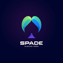 Vector Logo Illustration Spade Gradient Colorful Style.