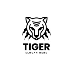 Fototapeta premium Vector Logo Illustration Tiger Line Art Style.