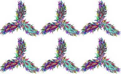 Pano with raster colorful doodles on white background