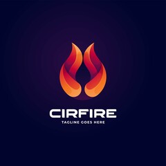 Vector Logo Illustration Fire Gradient Colorful Style.