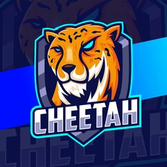 cheetah head mascot logo character for sport and gaming project