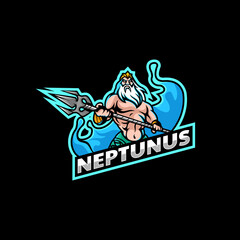 Vector Logo Illustration Neptunus E Sport and Sport Style.