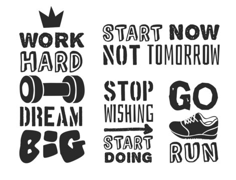 Text templates for design, Sport Motivation Quote, Positive typography for poster, t-shirt or card