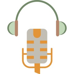 Podcast icon vector radio mic headphone logo