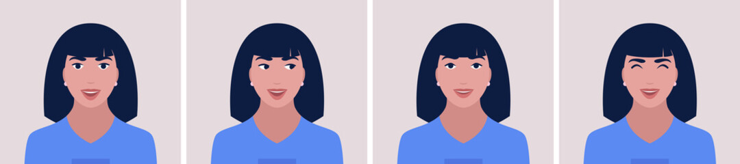 Different emotion of young woman