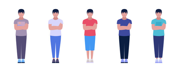 Set of young man with various clothes