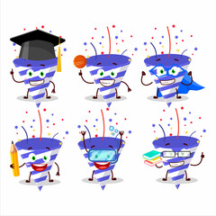 School student of blue firecracker cartoon character with various expressions