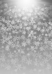 光と雪の結晶がある銀色の背景イラスト